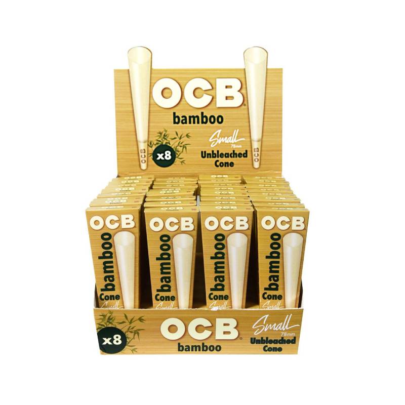 OCB BAMBOO CONE SMALL 78MM UNBLEACHED 32PK X8