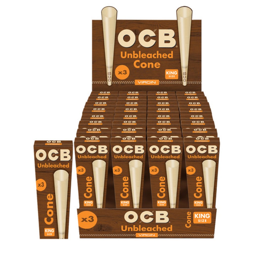 OCB VIRGIN CONE KING SIZE UNBLEACHED 32PK X3