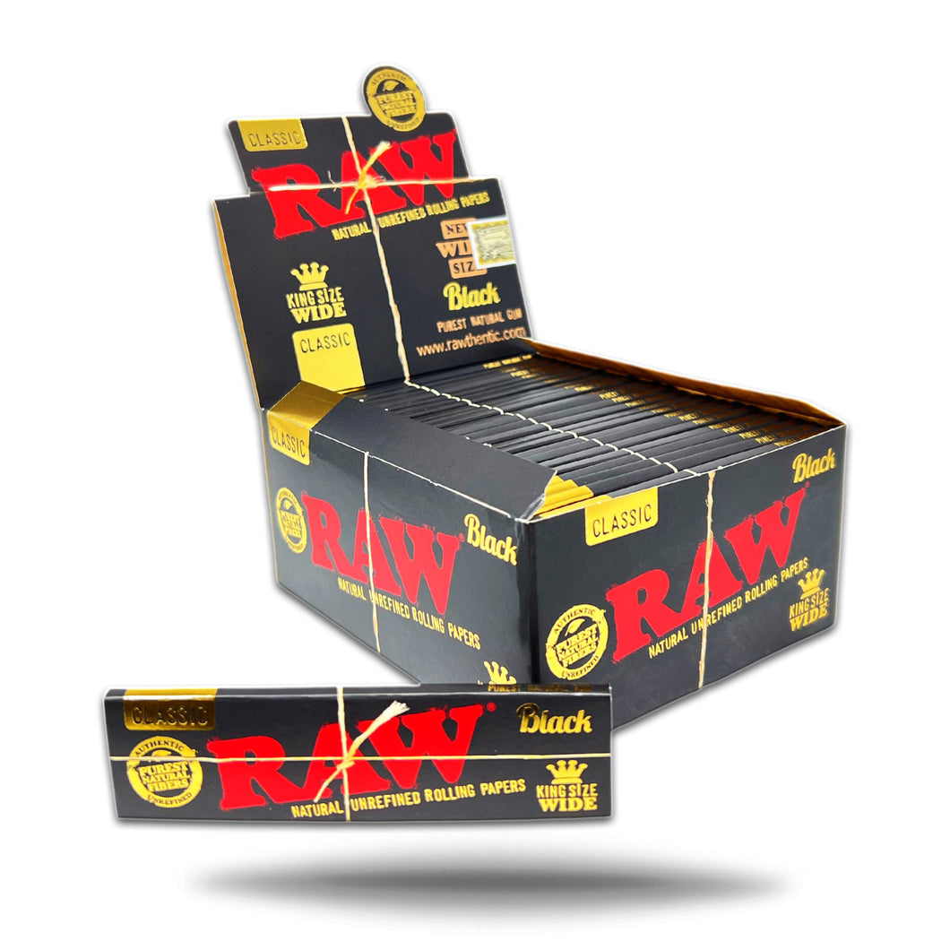 RAW KINGSIZE WIDE BLACK CLASSIC 50 PER BOX