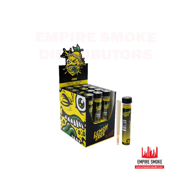 RAW CONE LEMON TREE TERPENE INFUSED KING SIZE PRE ROLLED CONES -BOX OF 12